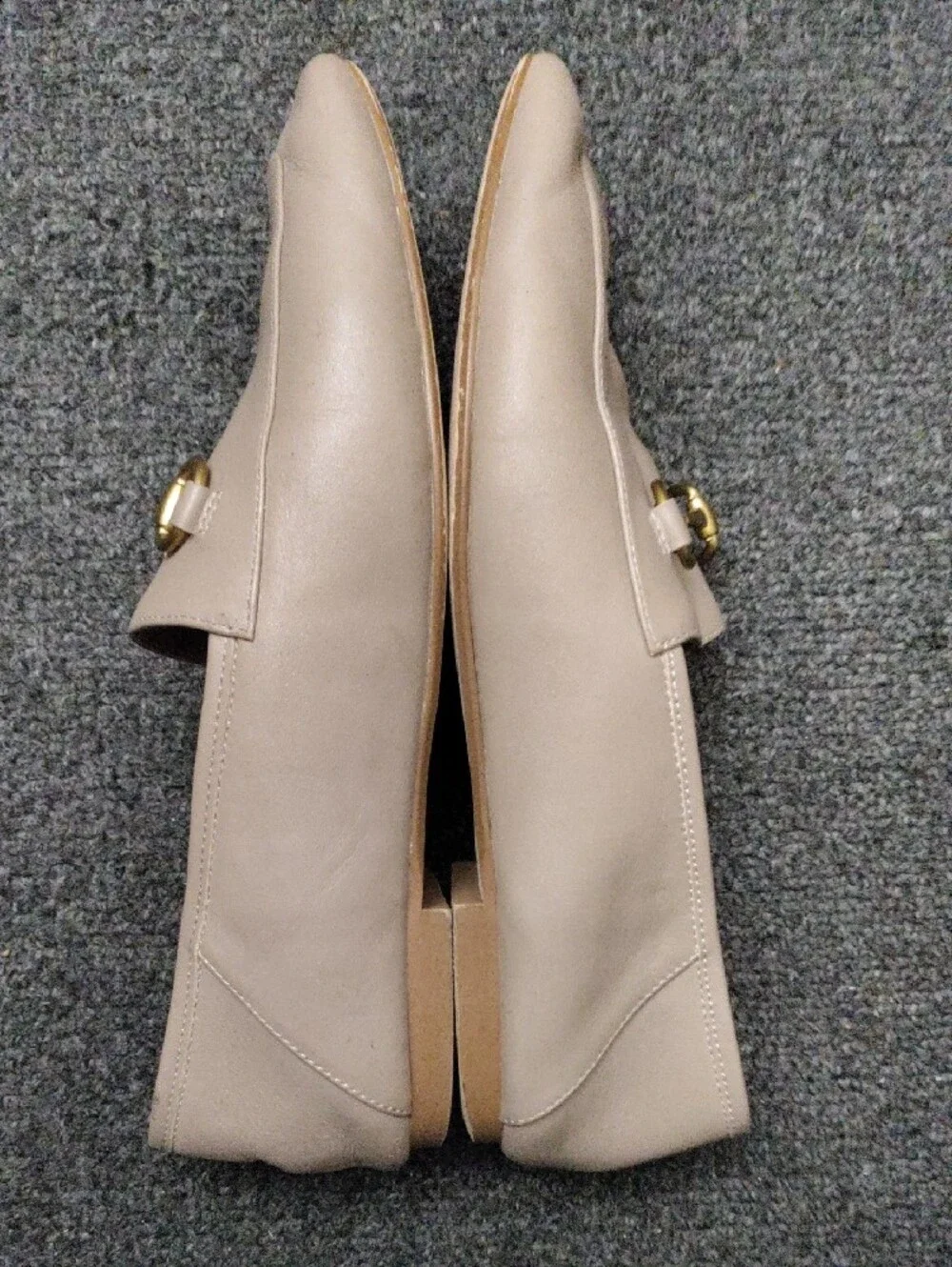 Quince Beige Leather Loafers with Gold Horsebit